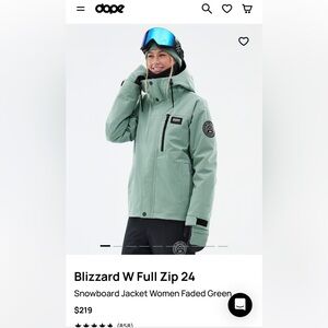 DOPE Women's Full Zip Snowboard Jacket - Light Green